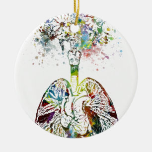 Décoration En Céramique Cadeaux Médicale coeur et motif de poumons