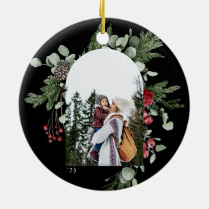 Décoration En Céramique Cadre botanique d'hiver photo noir