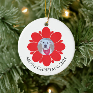 Décoration En Céramique Cadre de fleurs rouge mou pour animaux de compagni