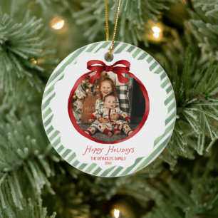 Décoration En Céramique Cadre de photo de Noël avec un nœud fantaisiste ve