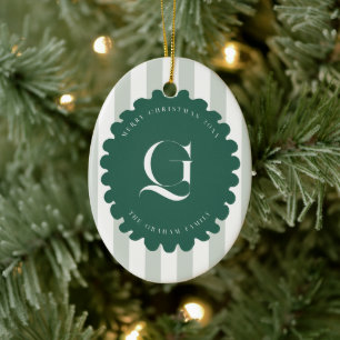 Décoration En Céramique Cadre Gribouillé & Monogramme Rayures Noël Photo