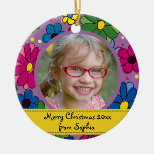Décoration En Céramique Cadre photo enfant fleur violette Noël