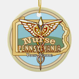Décoration En Céramique Caducée d'infirmière de Pennsylvanie