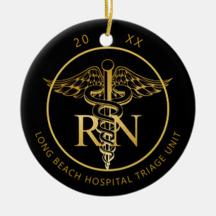 Décoration En Céramique Caduceus RN Médicale Unit Black and Gold Photo