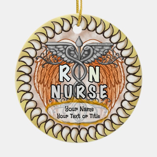 Décoration En Céramique Caduceus wings rn nurse (Devant)