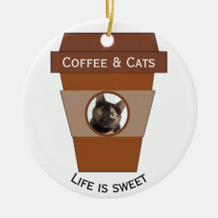 Décoration En Céramique Café et chats personnalisables - la vie est douce