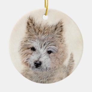 Décoration En Céramique Cairn Terrier Peinture Chiot - Art Chien original