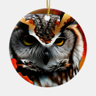 Décoration En Céramique Calembour de Noël de hibou drôle