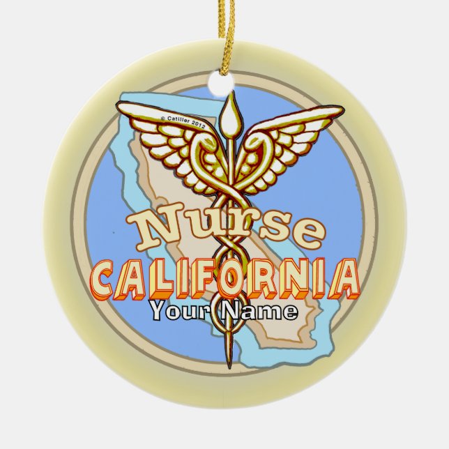 Décoration En Céramique California Nurse Caduceus  (Devant)
