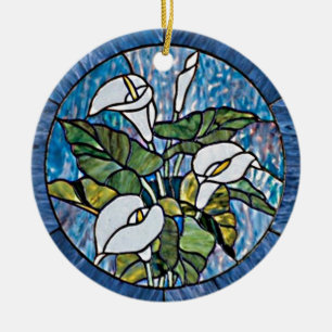Décoration En Céramique Calla Lilies Stain Glass Look