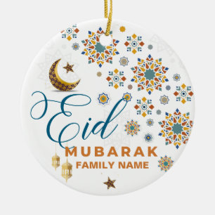 Décoration En Céramique Calligraphie élégante Eid Mubarak Lune Étoiles Fêt
