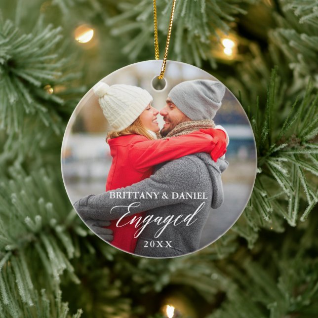 Décoration En Céramique Calligraphie moderne élégante Couple Photo Engagé (Arbre)