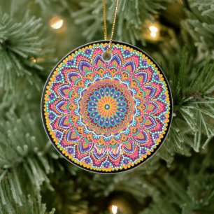 Décoration En Céramique Calme Belle couleur colorée Mandala floral