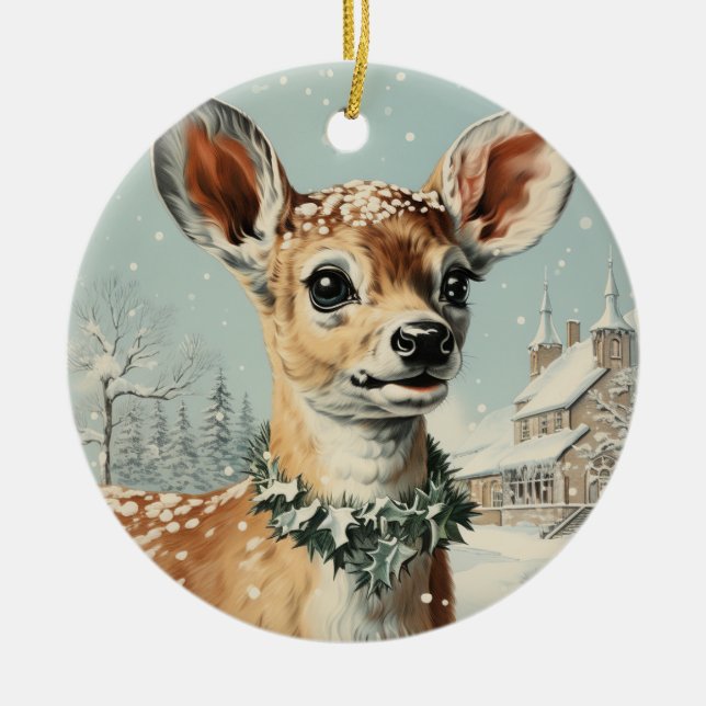 Décoration En Céramique Calques à la mode ronde, Noël (Devant)