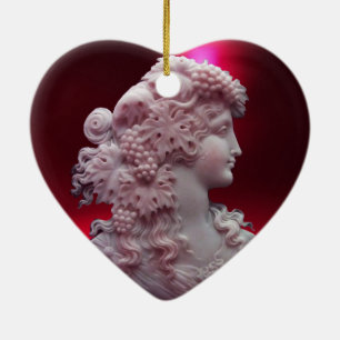 Décoration En Céramique CAMEO ANTIQUE, DAME AUX CITES DE VIN DE RAISINS Co