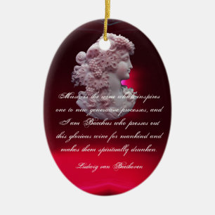 DÉCORATION EN CÉRAMIQUE CAMEO ANTIQUE, DAME AUX RAISONS, VIN ET MUSIQUE