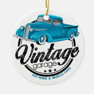 Décoration En Céramique Camion bleu vintage Garage