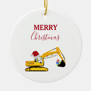 Décoration En Céramique Camion de construction de l'excavatrice de Noël