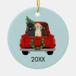 Décoration En Céramique Camion de Noël Labradors 20XX