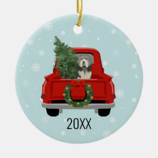 Décoration En Céramique Camion rouge de Noël de Collie
