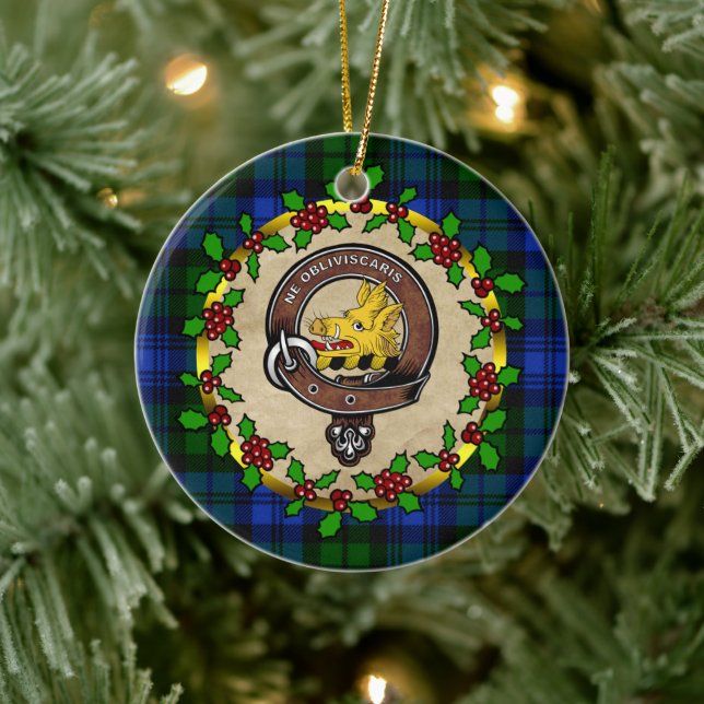 Décoration En Céramique Campbell Clan Badge & Tartan - Noël personnalisé (Arbre)