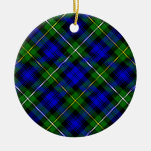 Décoration En Céramique Campbell tartan bleu vert plaid