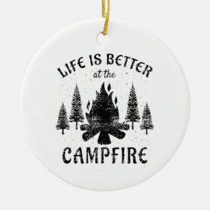 Décoration En Céramique Camping - La Vie Est Meilleure Par Le Feu De Campa