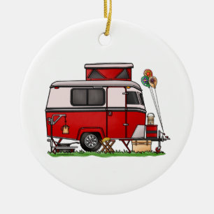 Décoration En Céramique Camping Pop Top Teardrop Trailer Camper Van