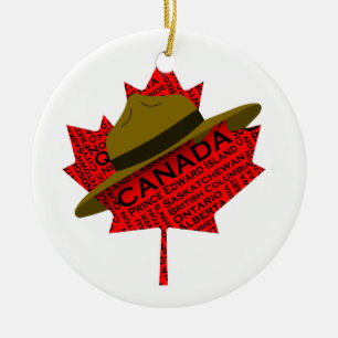 Décoration En Céramique Canadian Mountie Hat on Red Maple Leaf