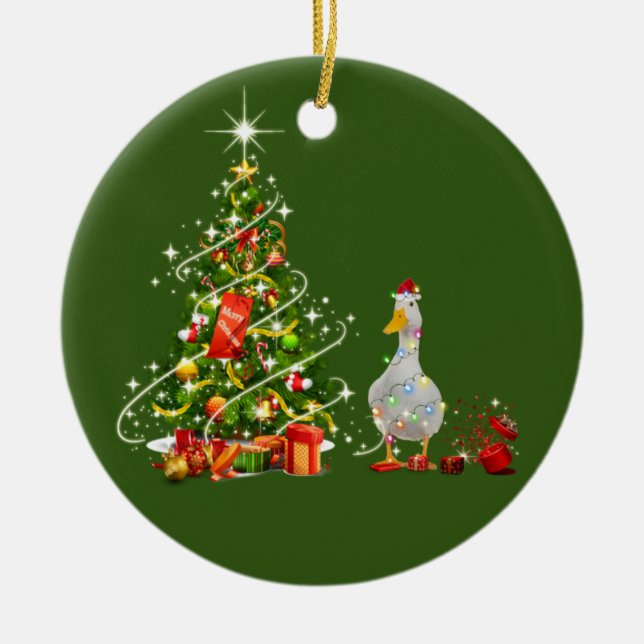 Décoration En Céramique Canard Avec Casquette Scaft Noël (Devant)