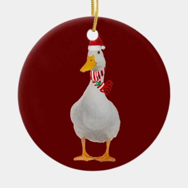 Décoration En Céramique Canard Avec Casquette Scaft Noël (Devant)