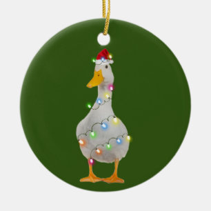 Décoration En Céramique Canard avec lumière Casquette Noël