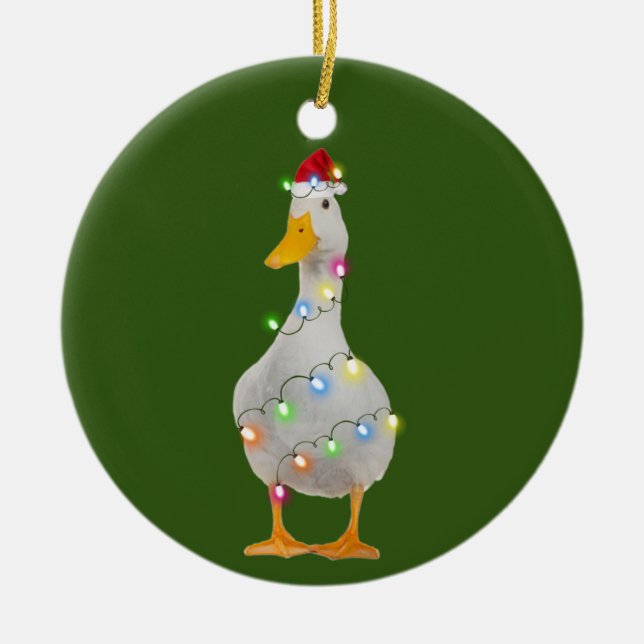 Décoration En Céramique Canard avec lumière Casquette Noël (Devant)