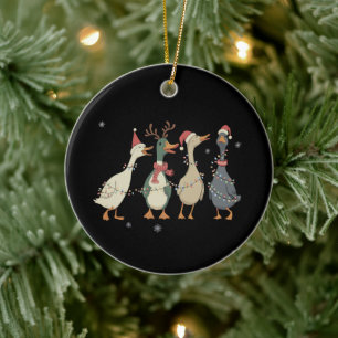 Décoration En Céramique Canards de lumières de Noël Animaux drôles Amoureu