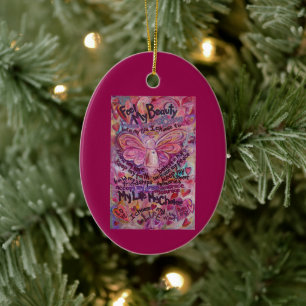Décoration En Céramique Cancer Poème rose Ange Art Personnalisé Cadeau Orn