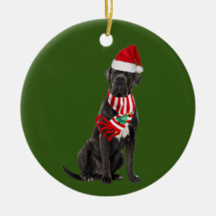 Décoration En Céramique Cane Corso Avec Scafe Casquette Noël