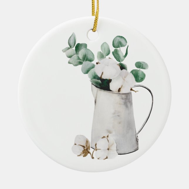 Décoration En Céramique Canette d'eau avec coton blanc (Devant)