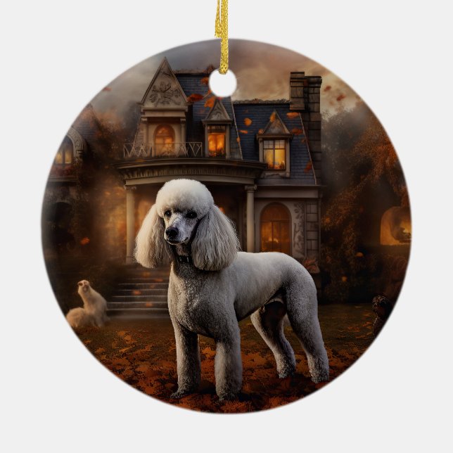 Décoration En Céramique Caniche Halloween Épouvantable (Dos)