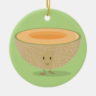 Décoration En Céramique Cantaloupe souriant Fruit Nourriture Noël