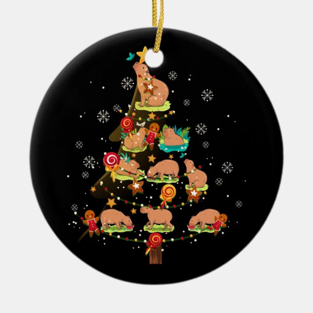 Décoration En Céramique Capybara Christmas Tree Joyeux zoo animal de Noël (Devant)