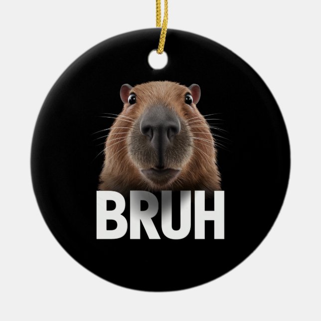 Décoration En Céramique Capybara Drôle Bruh  (Devant)