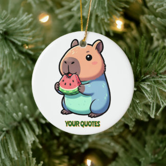 Décoration En Céramique Capybara Mignon Mangeant de la Pastèque