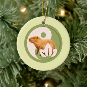 Décoration En Céramique Capybara Zen Yin Yang Nature Paisible