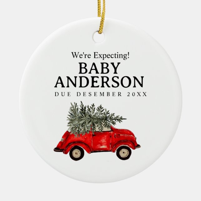 Décoration En Céramique Car Pine Tree We're Expecting Parents Ornament (Devant)