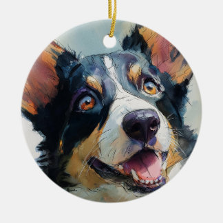 Décoration En Céramique Cardigan Welsh corgi watercolor