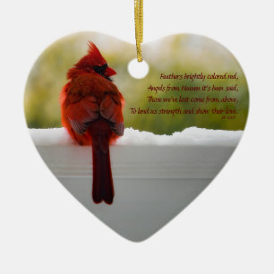 Décoration En Céramique Cardinal avec Visitor From Heaven poem (Personnali