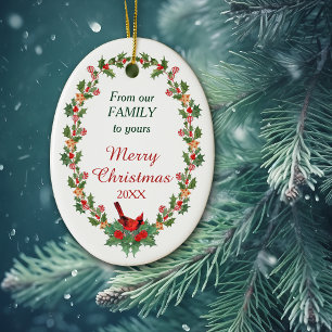 Décoration En Céramique Cardinal Rouge Holly Christmas Cookie