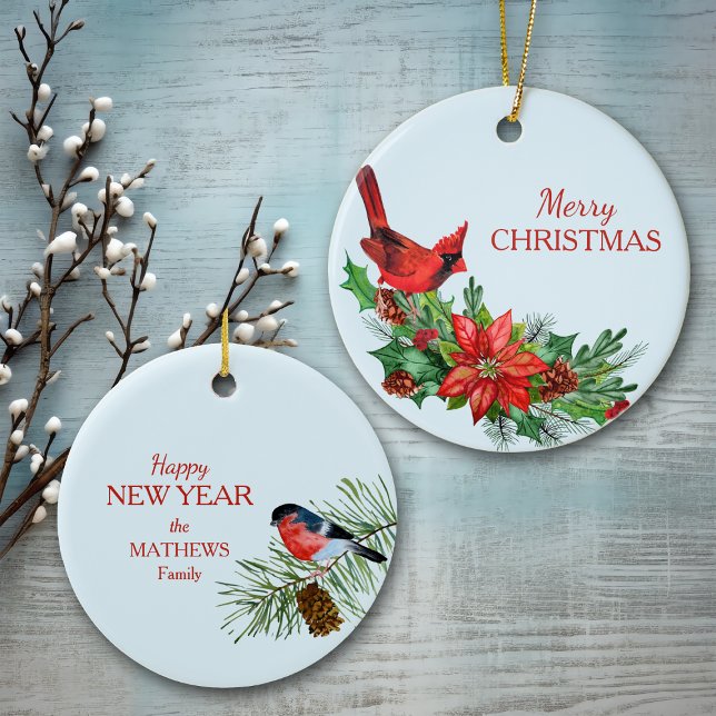 Décoration En Céramique Cardinal Rouge Poinsettia (Créateur téléchargé)