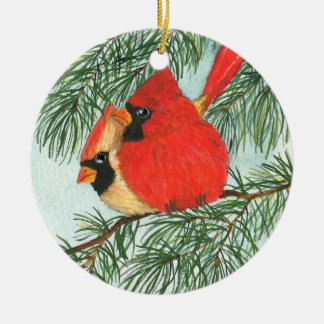 Décoration En Céramique cardinaux et bonhomme de neige