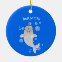 Caricature de bulles de narval joyeux